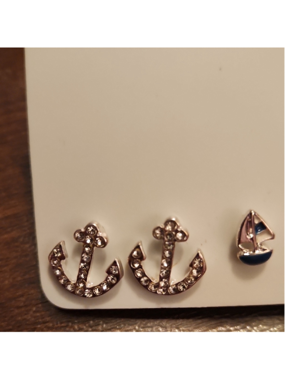 Nautical Themed Earrings Set - Silver and Blue - Picture 2 of 5